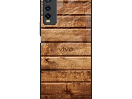 Wooden Planks Glass Case for Vivo Y20 For Cheap