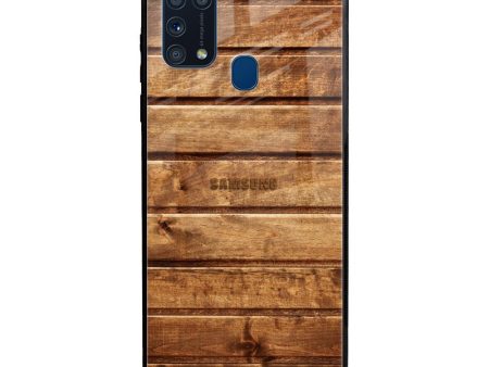 Wooden Planks Glass Case for Samsung Galaxy M31 Prime For Discount