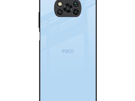 Pastel Sky Blue Glass Case for Poco X3 Discount