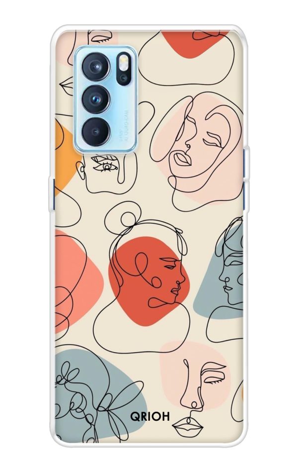 Abstract Faces Soft Cover for Oppo Reno6 Pro For Discount