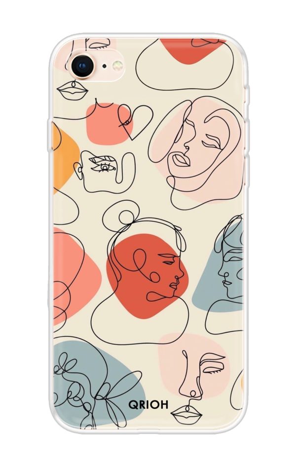 Abstract Faces Soft Cover for iPhone 8 on Sale