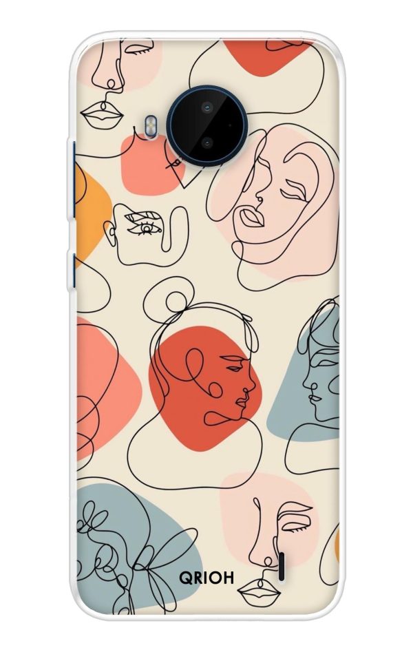 Abstract Faces Soft Cover for Nokia C20 Plus Fashion